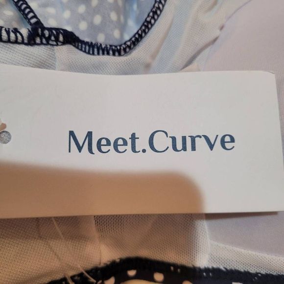 Meet Curve Women's Navy/White Polka-dot Nylon/Spandex Two Piece Swimsuit NEW - Picture 13 of 16